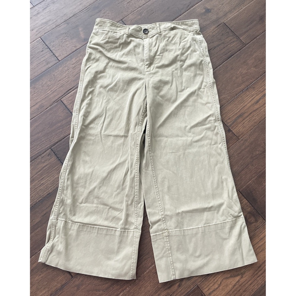 Madewell Pants Womens 31 Khaki Wide Leg Cropped Chino Twill High Rise